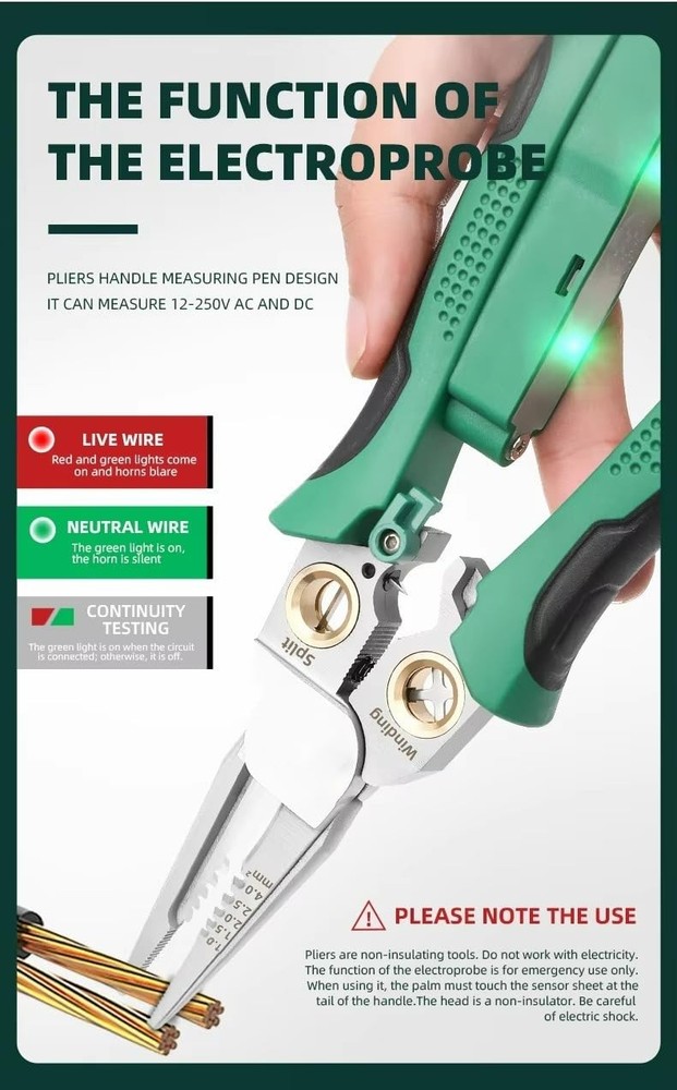 8 In 1 Wire Stripper With Voltage Tester, Multi-Function Electric Red