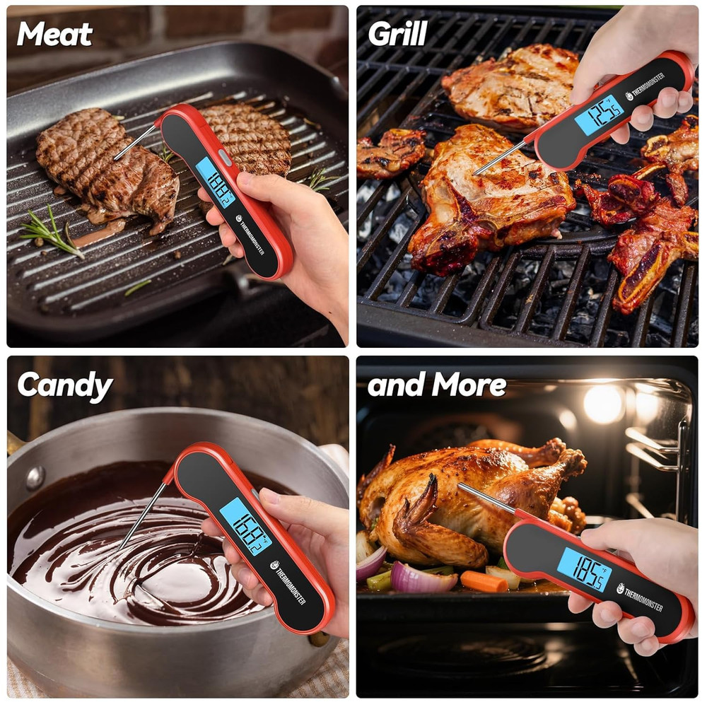 Instant Read Digital Meat Thermometer with ±0.5℉ Precision - Red