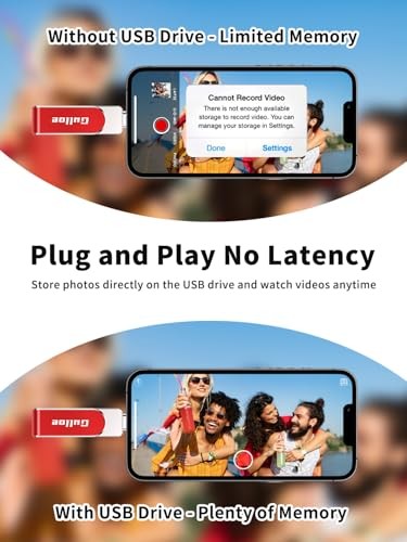 Flash Drive Intended for iPhone, Memory Stick Storage for Photos and 256GB Red