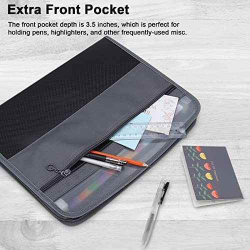 Expanding File Folder, 13 Pockets Document Organizer with Zipper, A4 Black