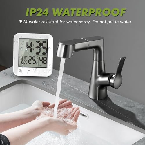 Digital Shower Clock Waterproof, Bathroom Wall Clock Timer with Touch Screen,