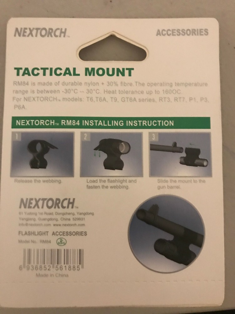 NexTorch Quick-Load Mounting System Black Durable Nylon Tactical Mount RM84