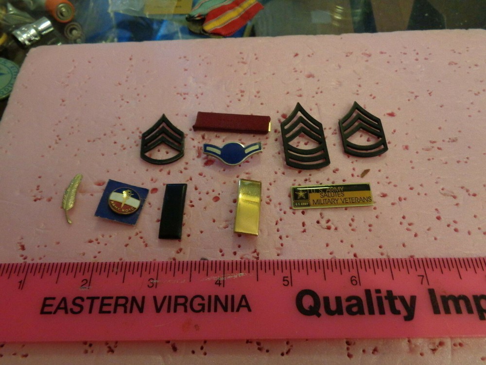 Ten different military pins and/or things (BAG#21)