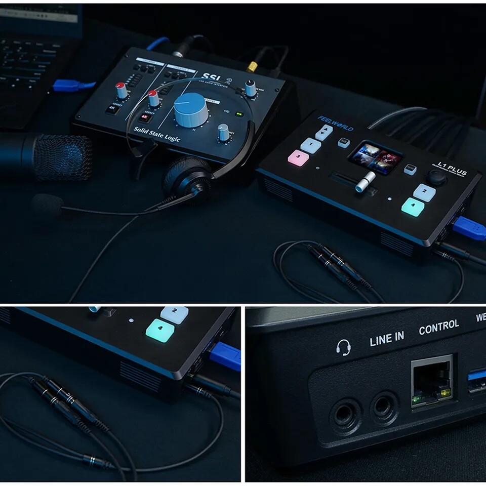 FEELWORLD L1 PLUS Multi-Format Video Switcher Real time Recording PTZ Control