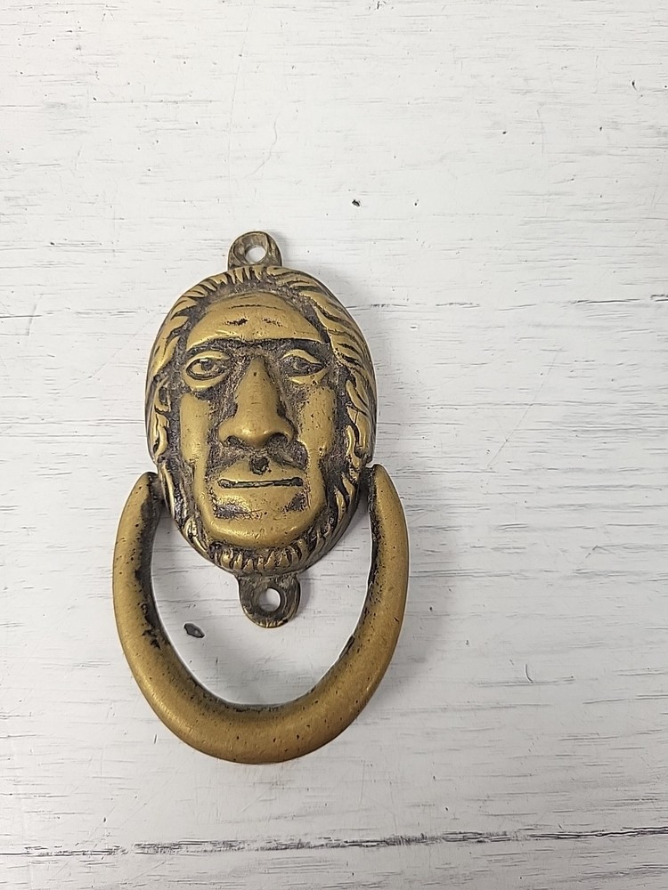 Reclaimed Small Door Knocker Vintage Brass Wise Man. PS
