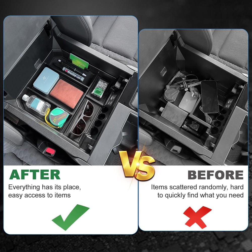 TOPINSTALL 5 Compartments Console Organizer Compatible with 2022-2026 Black