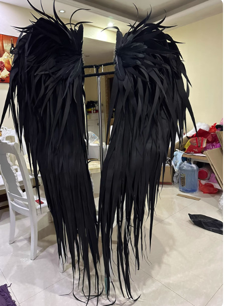 ACGN Exhibition Cosplay Angel Wings Halloween Prop Black Feathered Angel Limb