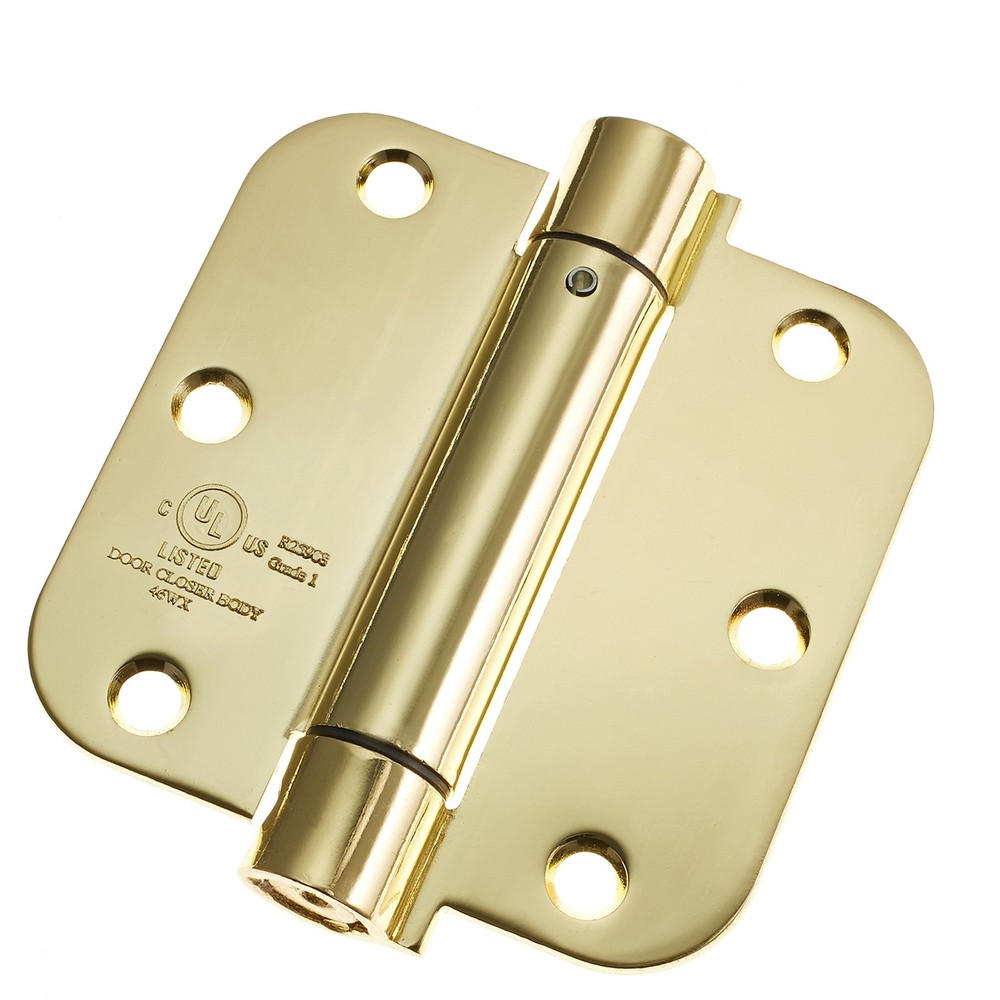2 Pk 3-1/2" Brass Self Closing Spring Door Hinges 5/8" Radius