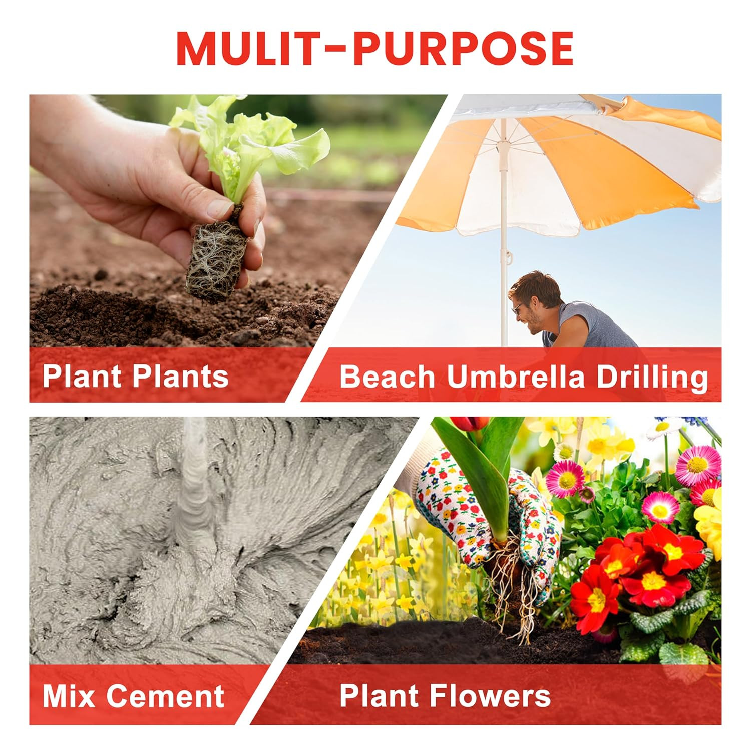 4"X12" Auger Drill Bit for Planting Digging Holes,Garden Plant Flower Bulb Auger