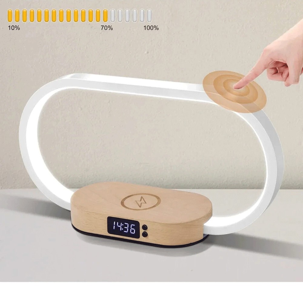 Rechargeable Bedside Lamp with Clock Touch Dimmable, 3 Color Temperatures NEW