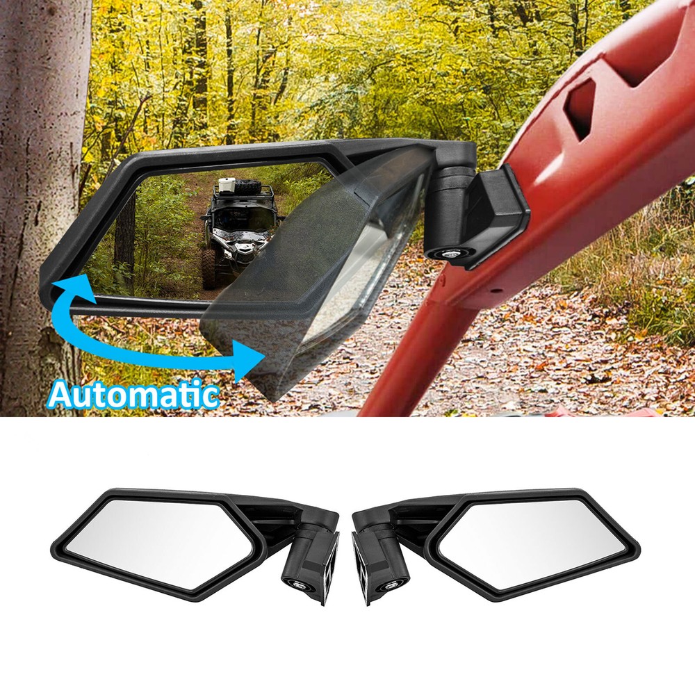 Rear Side View Mirrors w/Automatic Reset Function For Can Am Maverick X3/X3 Max