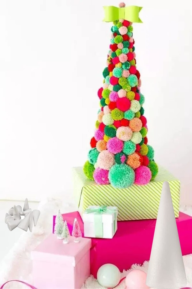 24-Pack Craft Foam Cones, Foam Tree Cones, Assorted Sizes White Polystyrene C...