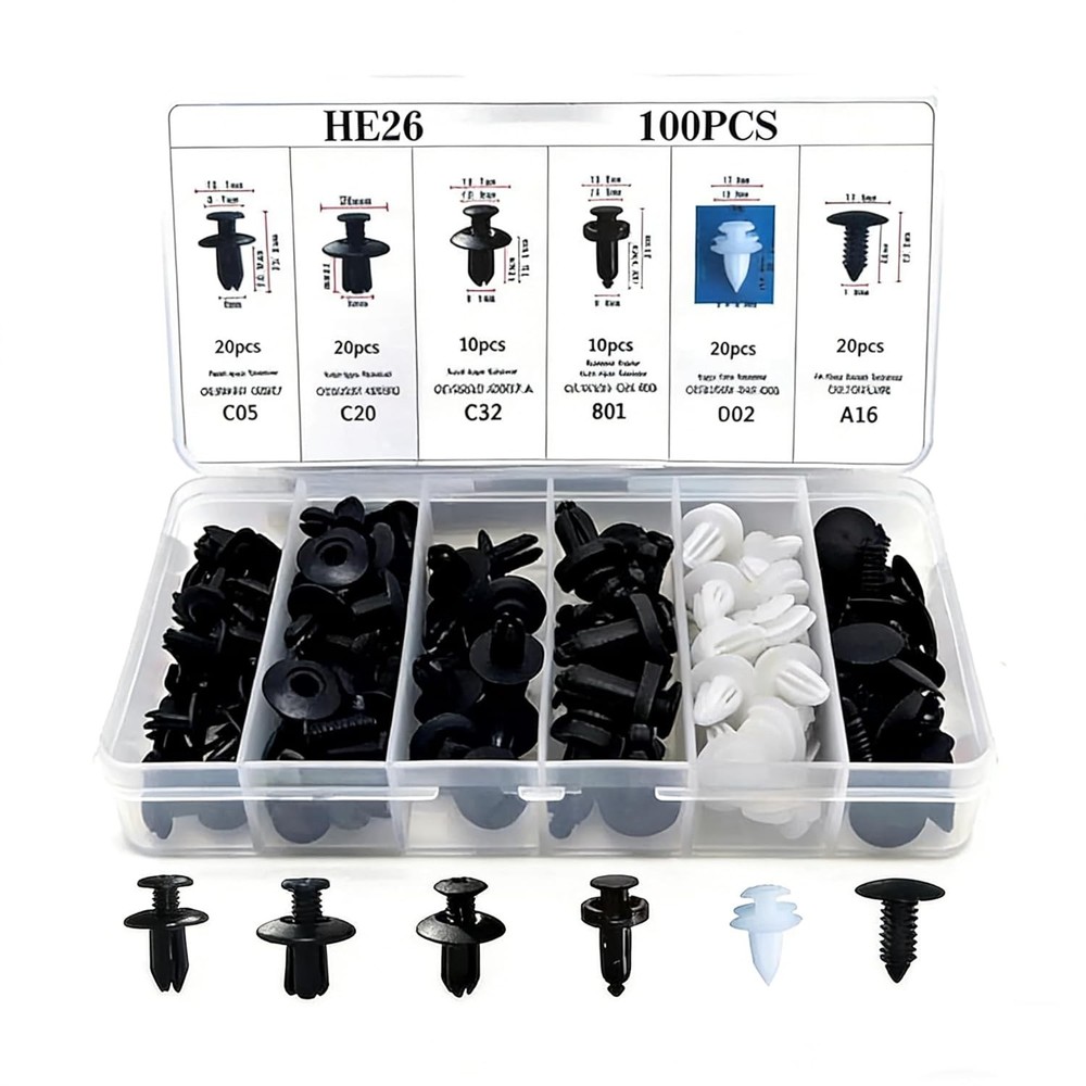 Push Pin Retainer Kit Car Plastic Rivets 100 Pcs Assorted