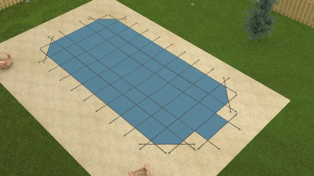 GLI Value X Solid 16' 6" x 35' 6" Grecian Solid Pool Safety Cover w/ CES + Drain