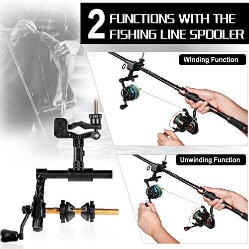 Fishing Line Spooler with Unwinding Function, Fishing Rod Clamp Spooler