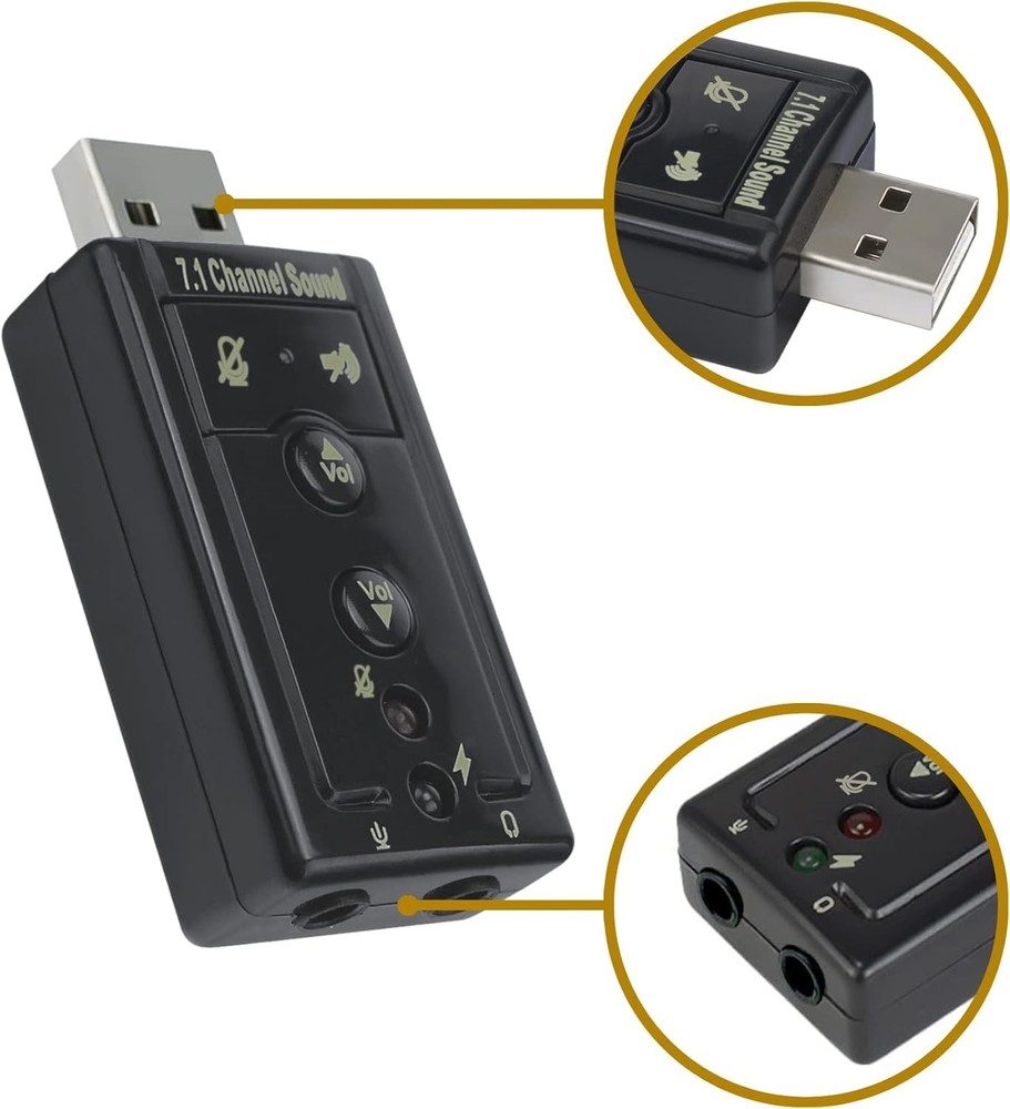 Compact 7.1 USB Audio Adapter - Crisp Sound & Multiple Platform Compatibility