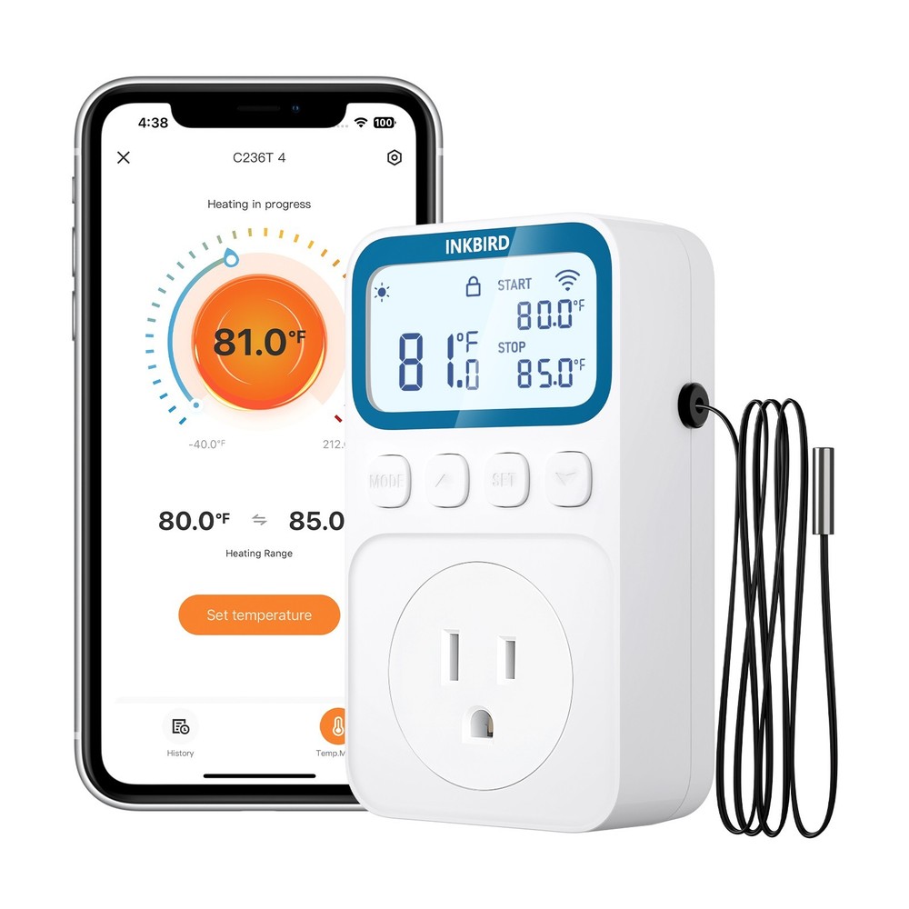 1800W Outlet Thermostat Socket INKBIRD 15A Heating Cooling Temperature Control