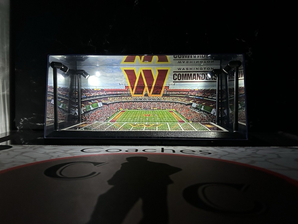 Washington Commanders Custom 2 Mini Helmet display case w/ LED lights