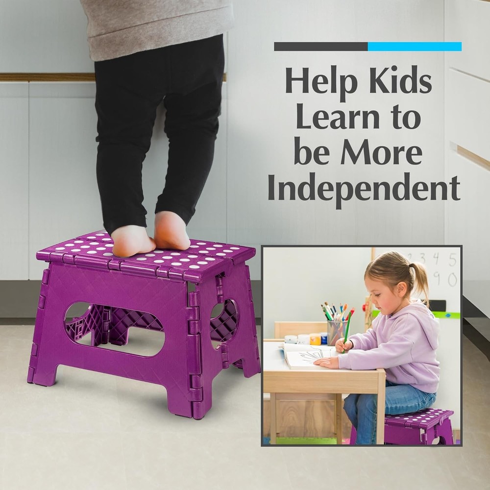 Folding Lightweight Step Stool Sturdy Enough to Support Adults & Safe Enough
