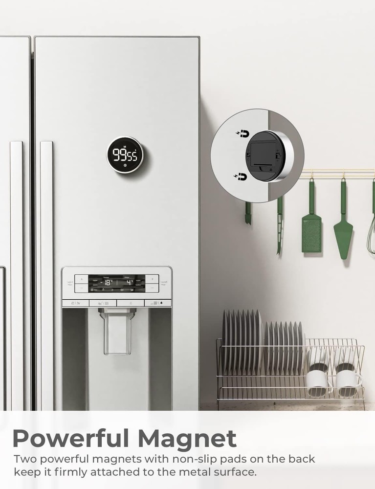 Easy-Twist Kitchen Timer with High/Low Alarm & Magnetic Back for Versatile Use
