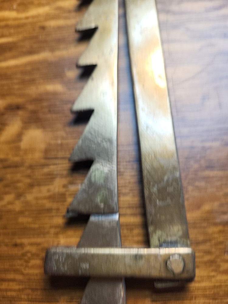 Antique Lighting Trammel Solid Brass, Heavy 18thc Adjustable Hook Sawtooth RARE