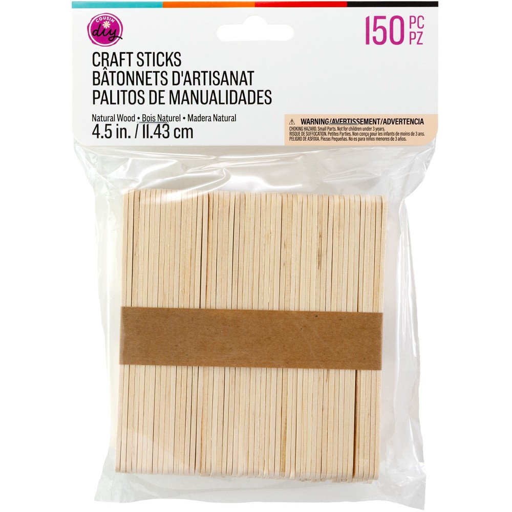 CousinDIY Craft Sticks 150/Pkg-Natural 4.5"