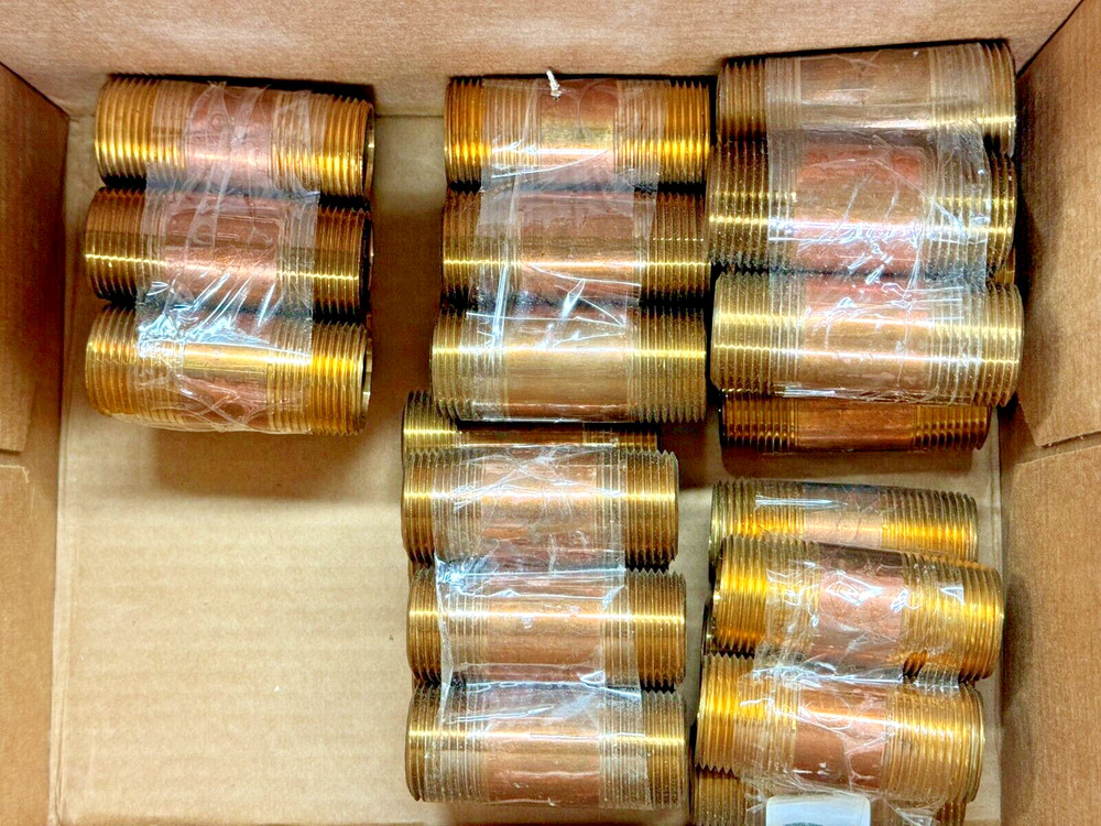 BRASS Nipple 1" Schedule 40 x 3" Long Thread Both End Nipple, Seamless