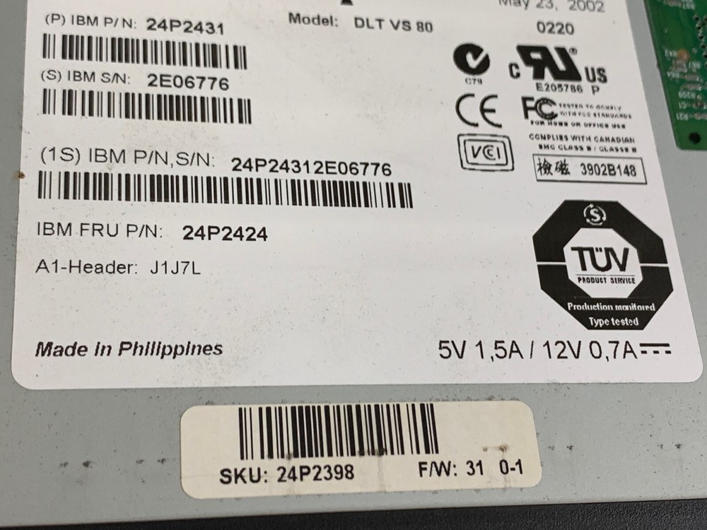 BENCHMARK STORAGE INNOVATIONS DLT VS80 DLT VS80 40/80GB Internal Drive