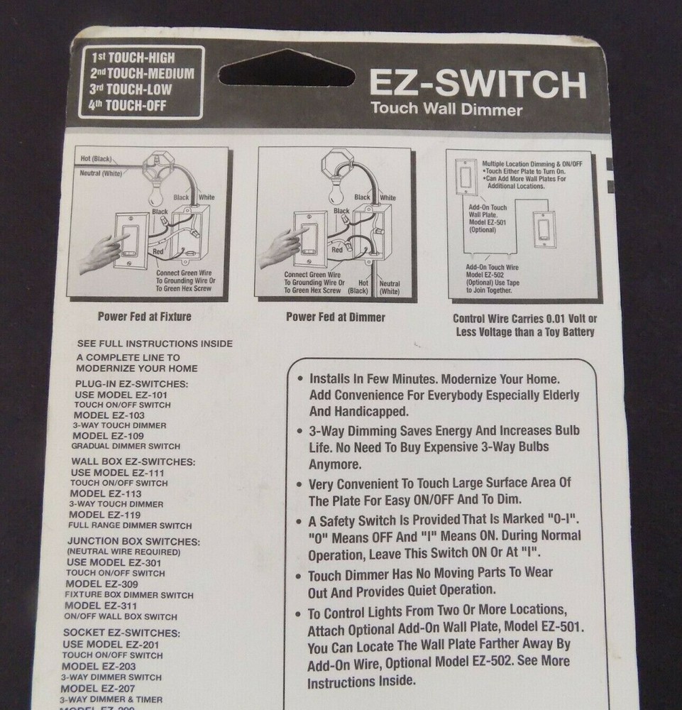 EZ-SWITCH Touch Wall Dimmer ~ Model EZ-113 ~ 3-Way Dimmer ~ NEW