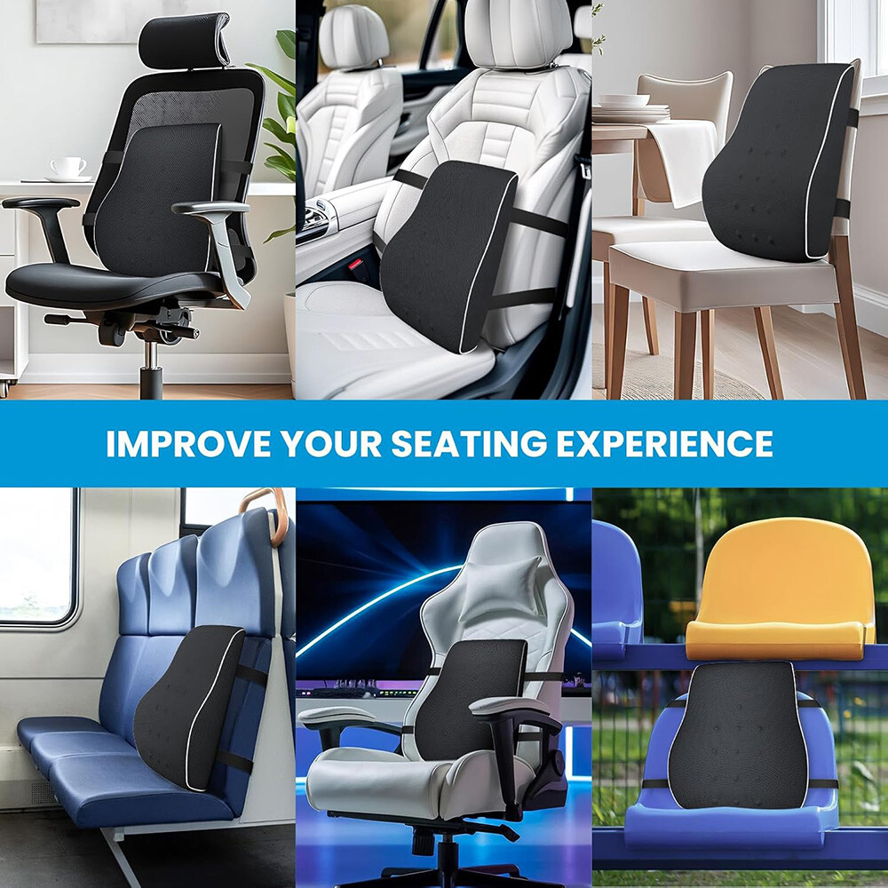 Memory Foam Lumbar Support Cushion for Home Office Car Seat Back Chair Pillow US