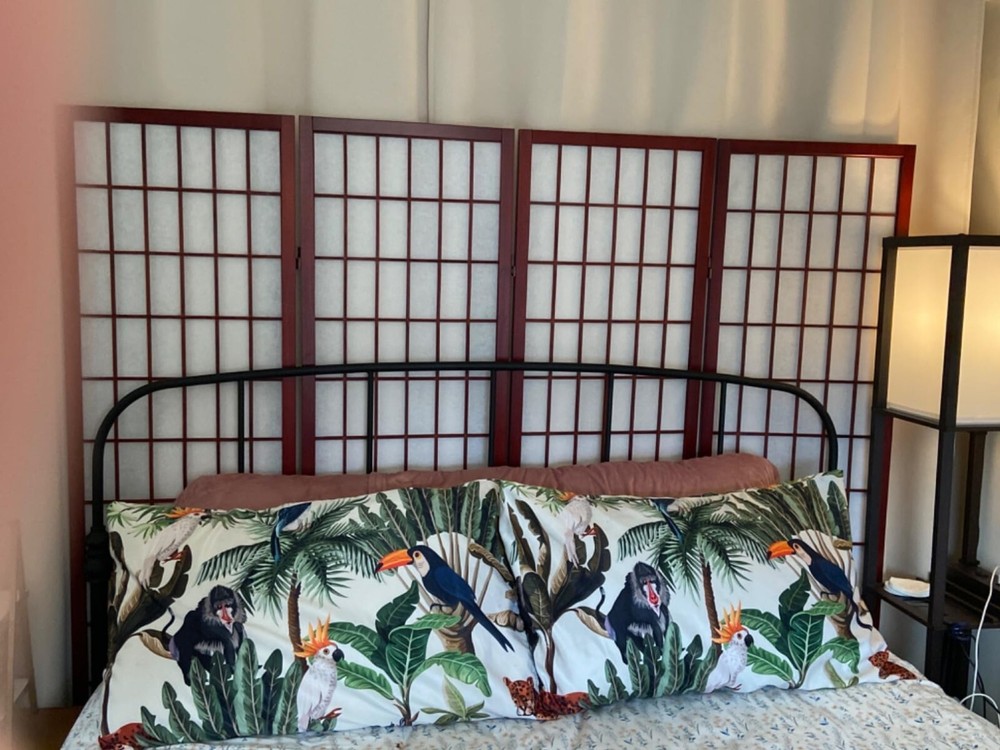 Folding Screen Privacy Room Divider 4 Panel Oriental Cherry White Shoji Elegant