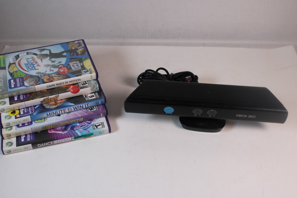 Microsoft Xbox 360 Kinect Sensor Bar w/ 5 Games, authentic, tested
