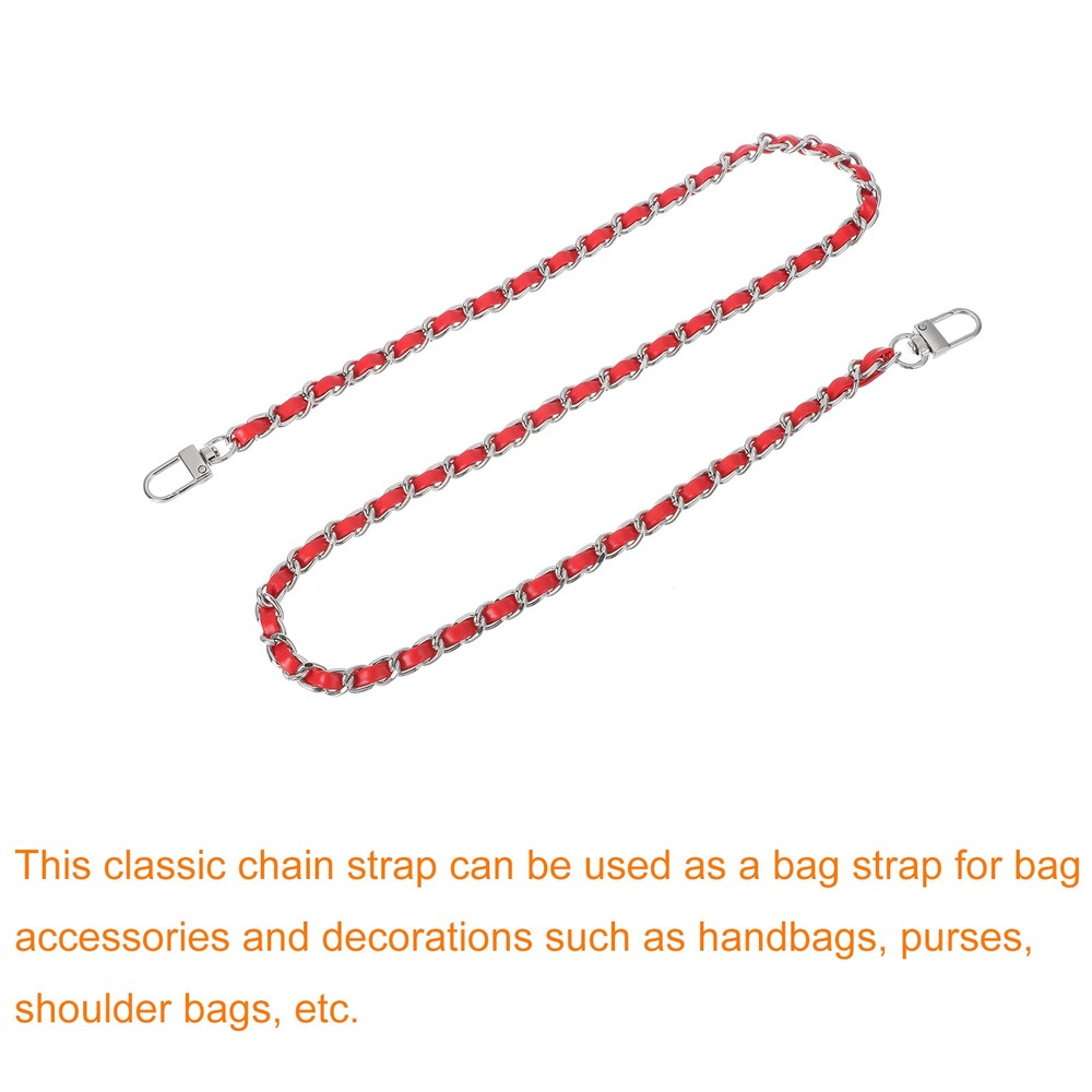 32" Purse Chain Strap with Buckles for Shoulder (Red + Silver)
