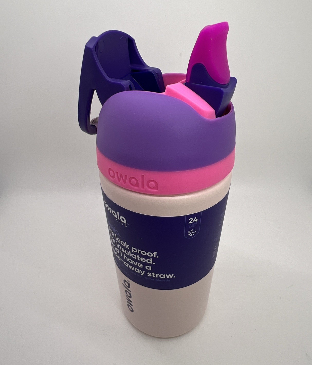 NWOB Owala Kids Flip Stainless Steel Water Bottle / 14oz /Color: Bunny Business