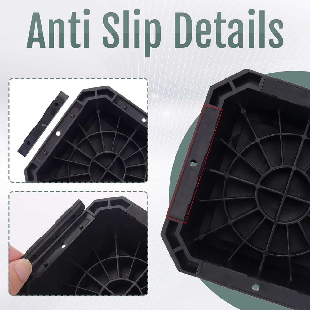 Sleek Plastic Bed Risers - 1-Inch Elevation, Heavy Duty Support Up to 2000lbs
