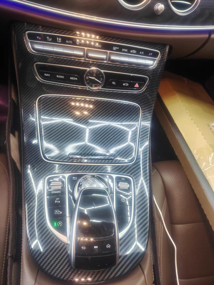 CARBON FIBER LOOK CENTER CONSOLE DASHBOARD PANEL COVER FOR BENZ E-CLASS W213 E43