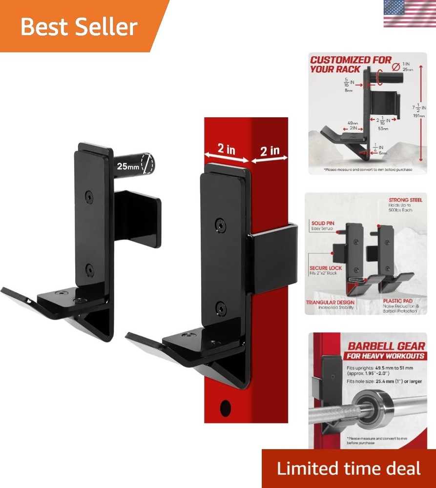 Versatile J-Hooks for Power Racks - 1000 lb Load Capacity & Easy Adjustments