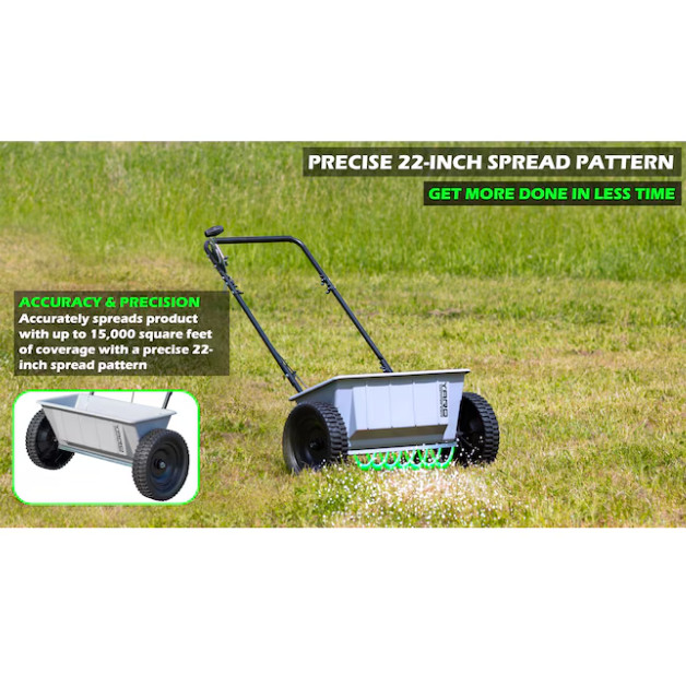 Yard Commander Drop Spreader 60-lb Capacity Compatible with Fertilizer, Seed