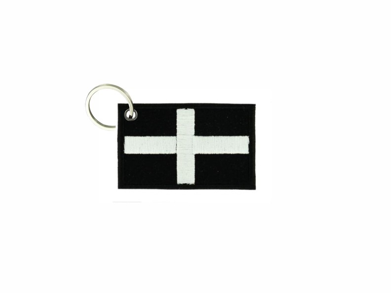 Keychain keyring embroidered embroidery patch double sided flag cornwall