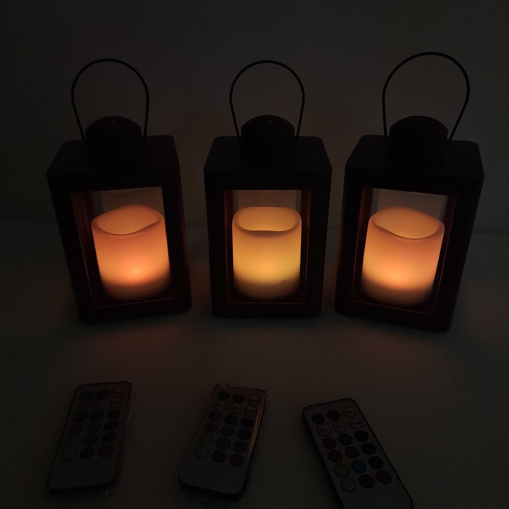 Home Reflections S/3 Mini Lanterns with Remote & Gift Boxes Red