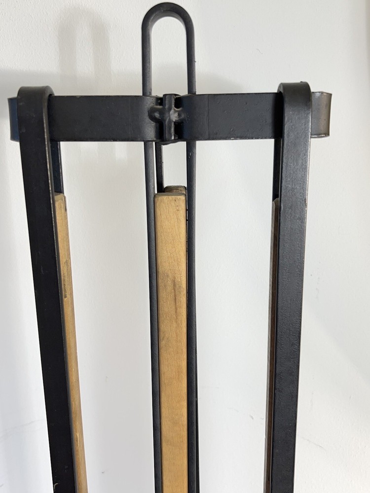 Mid Century Iron & Wood Fireplace Tool Set