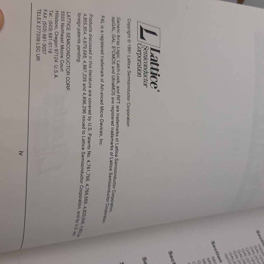 Lattice Semiconductor General Array Logic GAL Data Book 1991 & GAL Handbook 1986