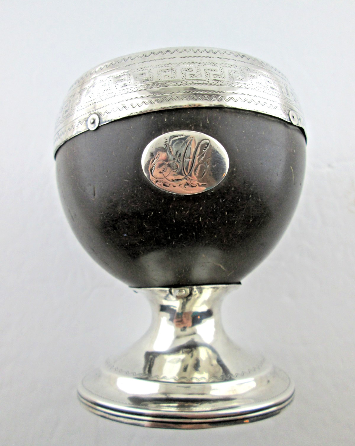 Antique English George III Appolone RUDKINS Sterling Silver Coconut Goblet