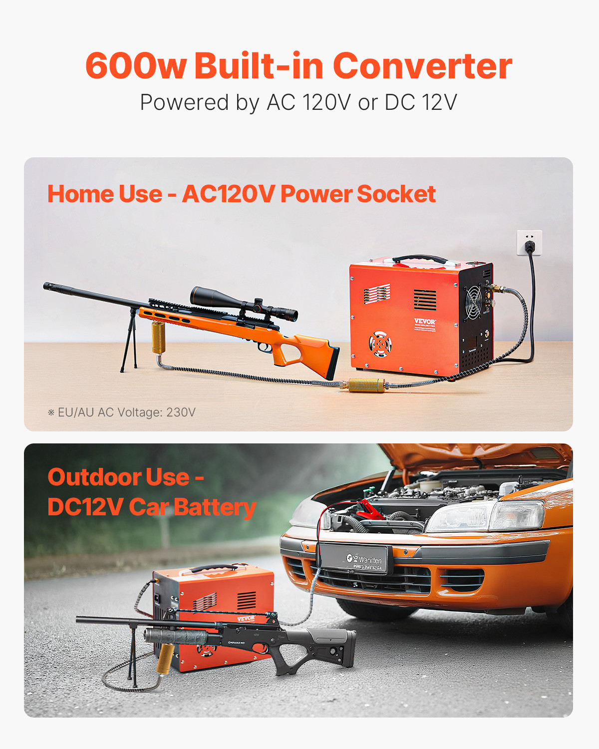 PCP Air Compressor 4500PSI/30Mpa PCP Airgun Compressor with Built-in Converter