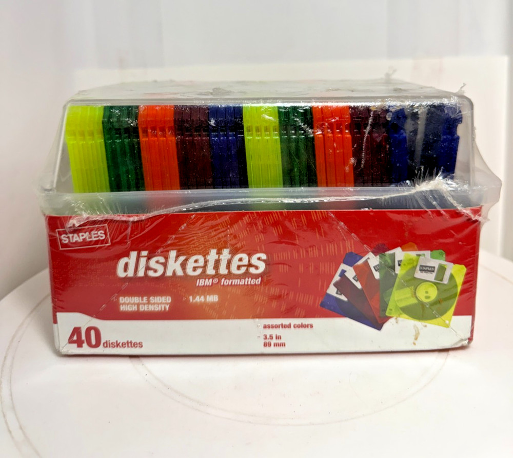 40-Pack Staples IBM Formatted 1.44MB 3.5" Diskettes Double Sided High Density