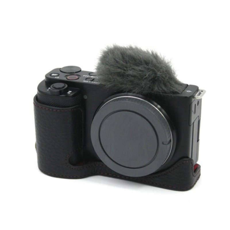 For Sony ZV-E10 PU Leather Case Mirrorless Camera Bag Base shell black coffer