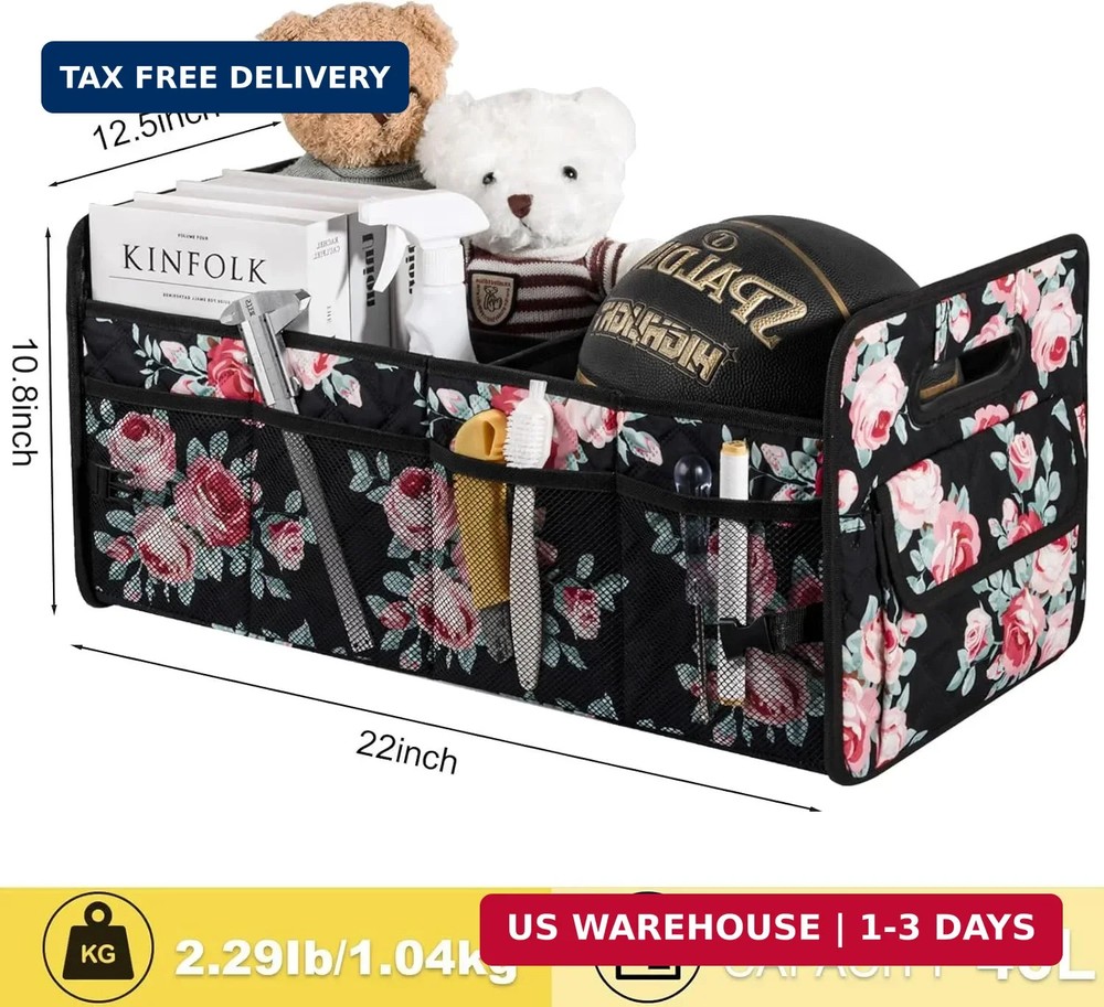 Car Trunk Organizers and Storage for SUV,Collapsible Multi Compartment Container