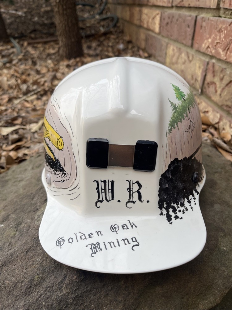 MSA Comfo Cap Mining Hat 1981 Hand Painted Rare White Vintage