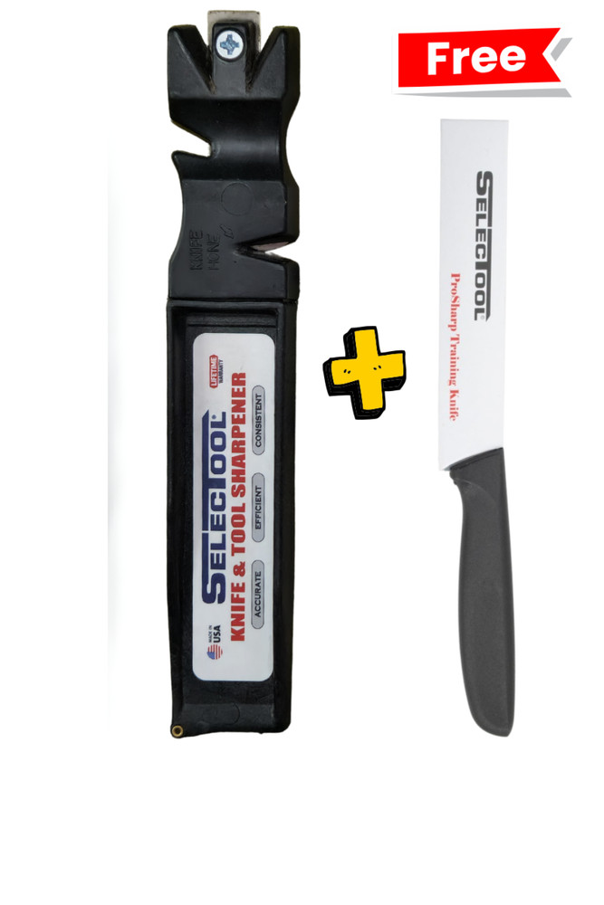SELECTOOL 4-in-1 Knife & Tool Sharpener Made in USA + FREE Training Knife