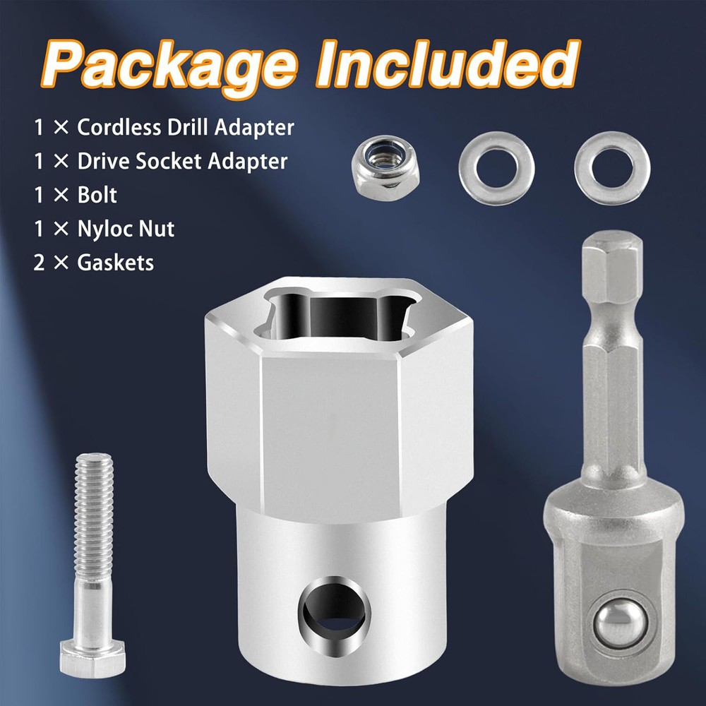 Cordless Drill Adapter with 1/2 Inch Socket Bit for Trailer Jack Crank Handle